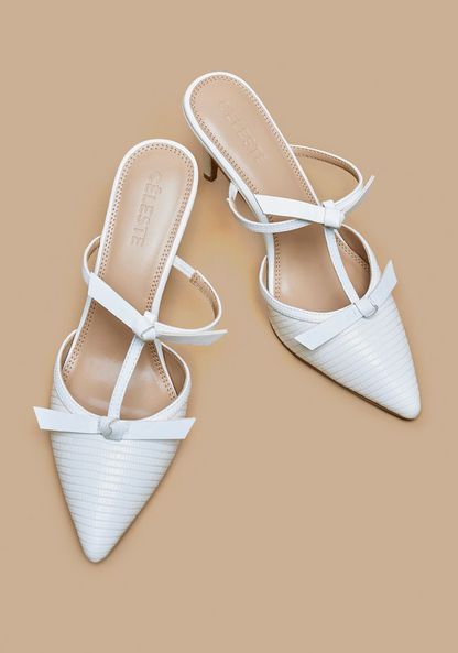 Celeste Women's Textured Slip-On Shoes with Stiletto Heels-Women%27s Heel Shoes-image-2
