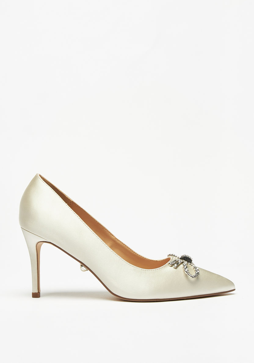 Celeste Women's Embellished Bow Slip-On Pumps with Stiletto Heels-Women%27s Heel Shoes-image-3