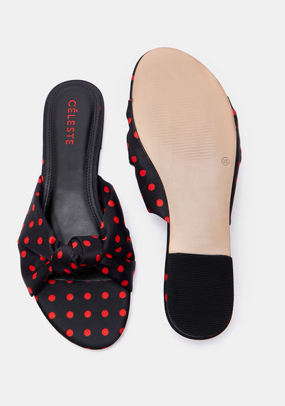 Celeste Women's Polka Dot Print Slip-On Slide Sandals-Women%27s Flat Sandals-image-4
