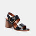 Celeste Women's Animal Textured Block Heels Sandals with Buckle Closure-Women%27s Heel Sandals-thumbnail-1
