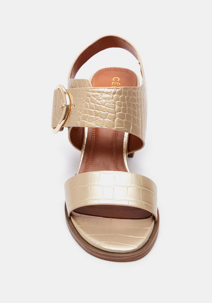 Celeste Women's Animal Textured Block Heels Sandals with Buckle Closure-Women%27s Heel Sandals-image-2