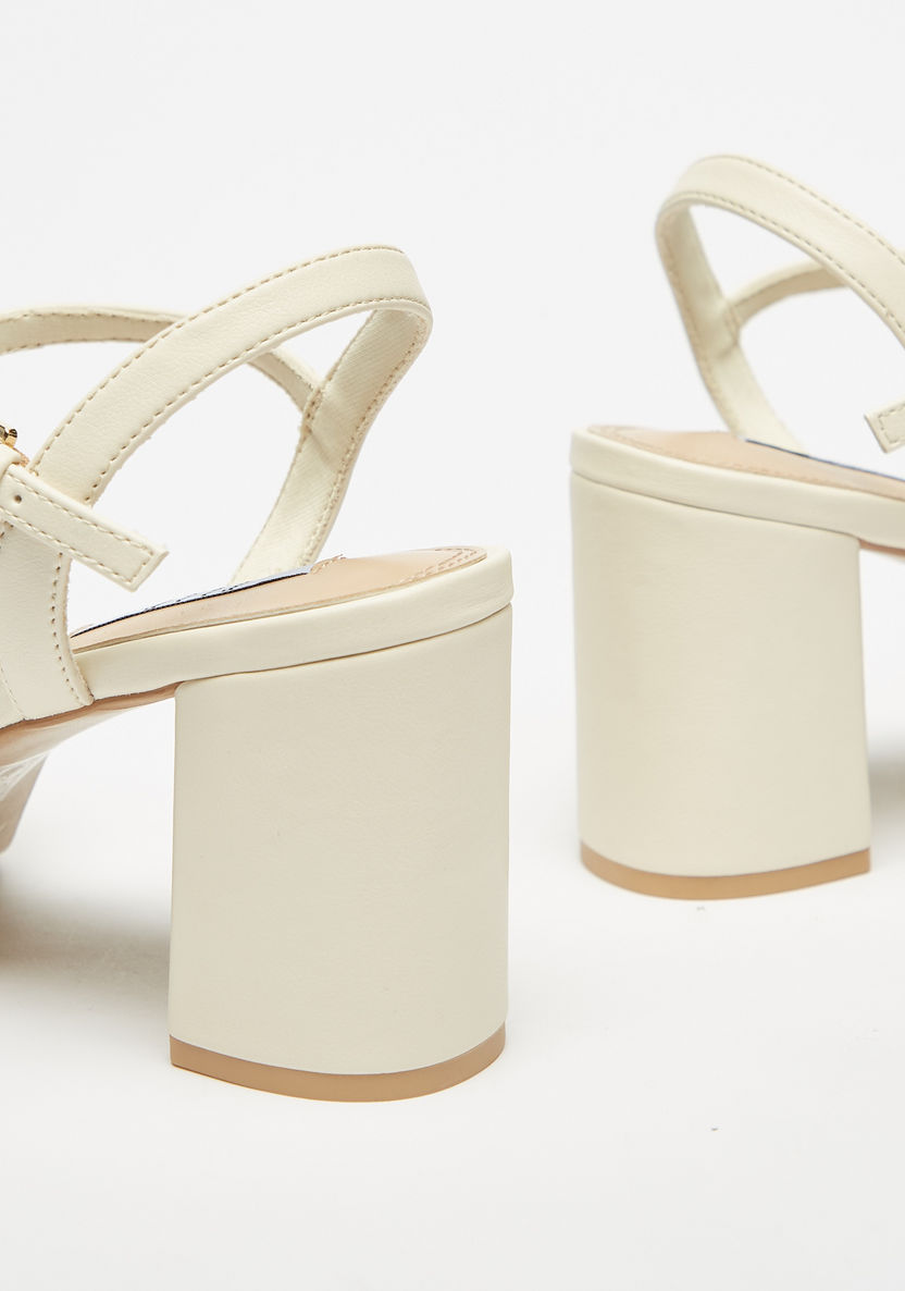 Elle Women's Embroidered Block Heels Sandals with Buckle Closure-Women%27s Heel Sandals-image-5