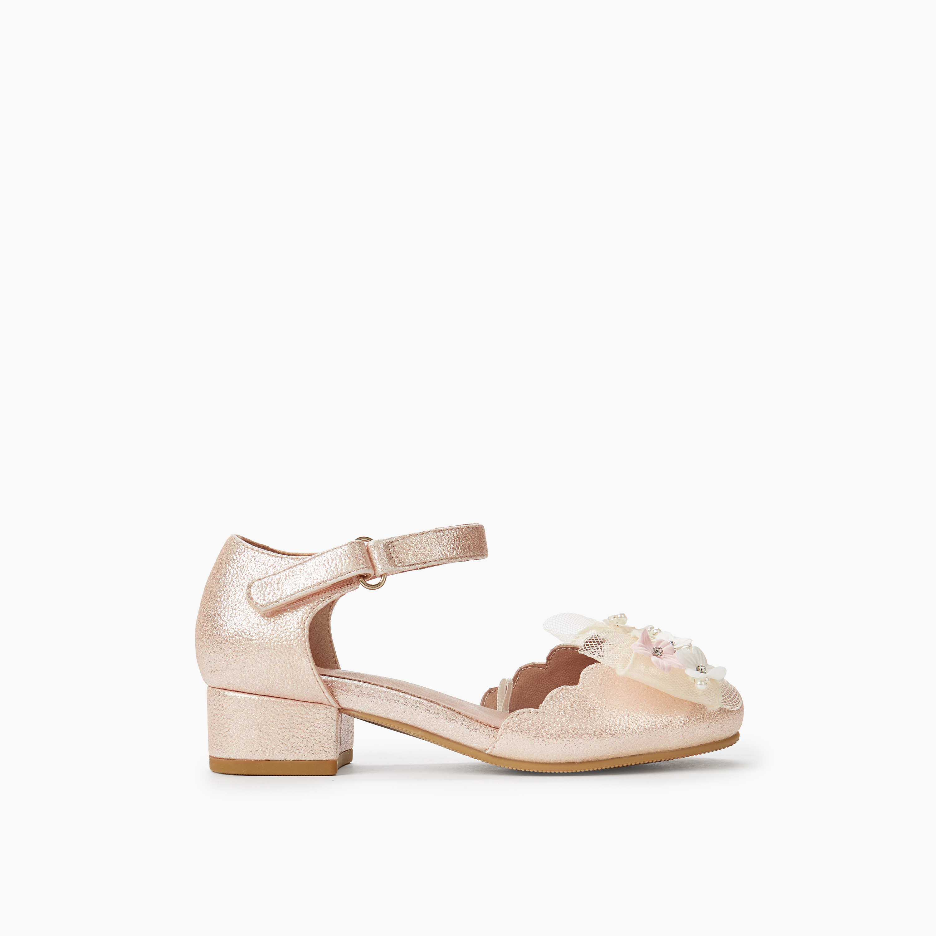 Celeste Girls Floral Embellished Block Heel Shoes-girls-shoes-sandals-image-3