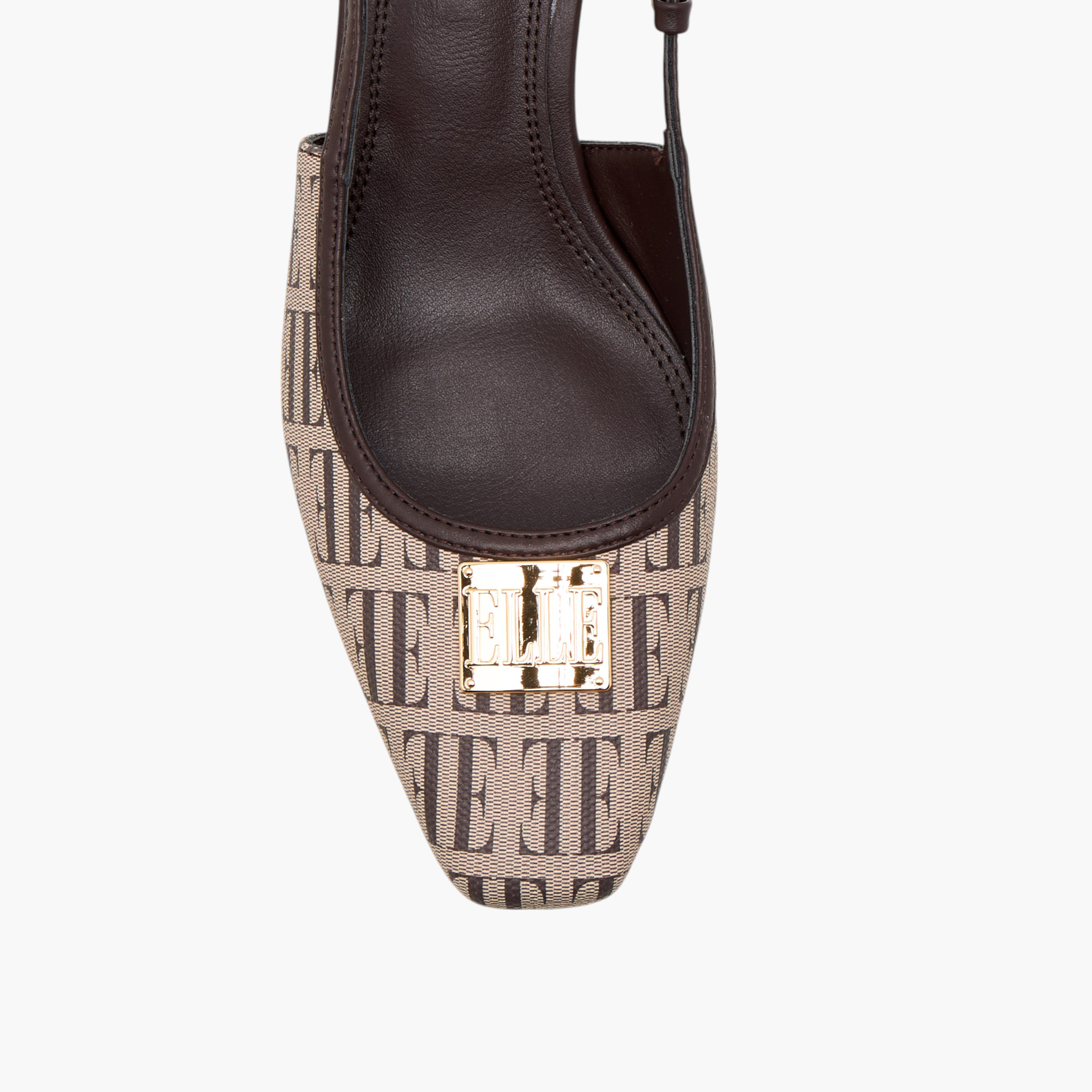 Elle Monogram Print Slingback Shoes with Buckle Closure-women-shoes-sandals-heeled-image-4