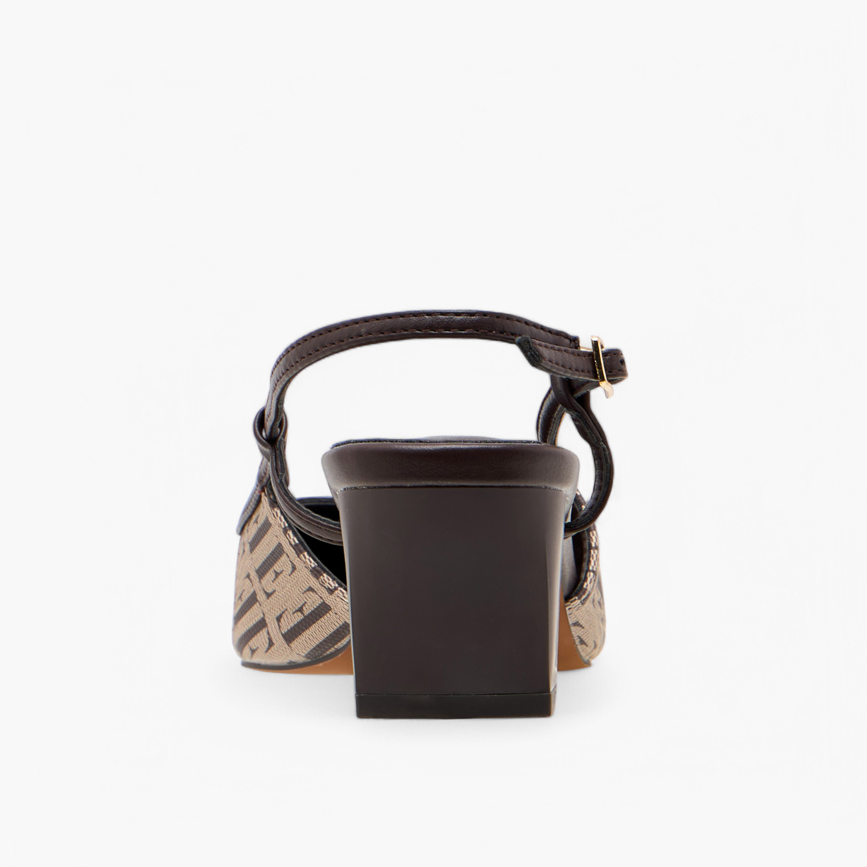 Elle Monogram Print Slingback Shoes with Buckle Closure-women-shoes-sandals-heeled-image-5