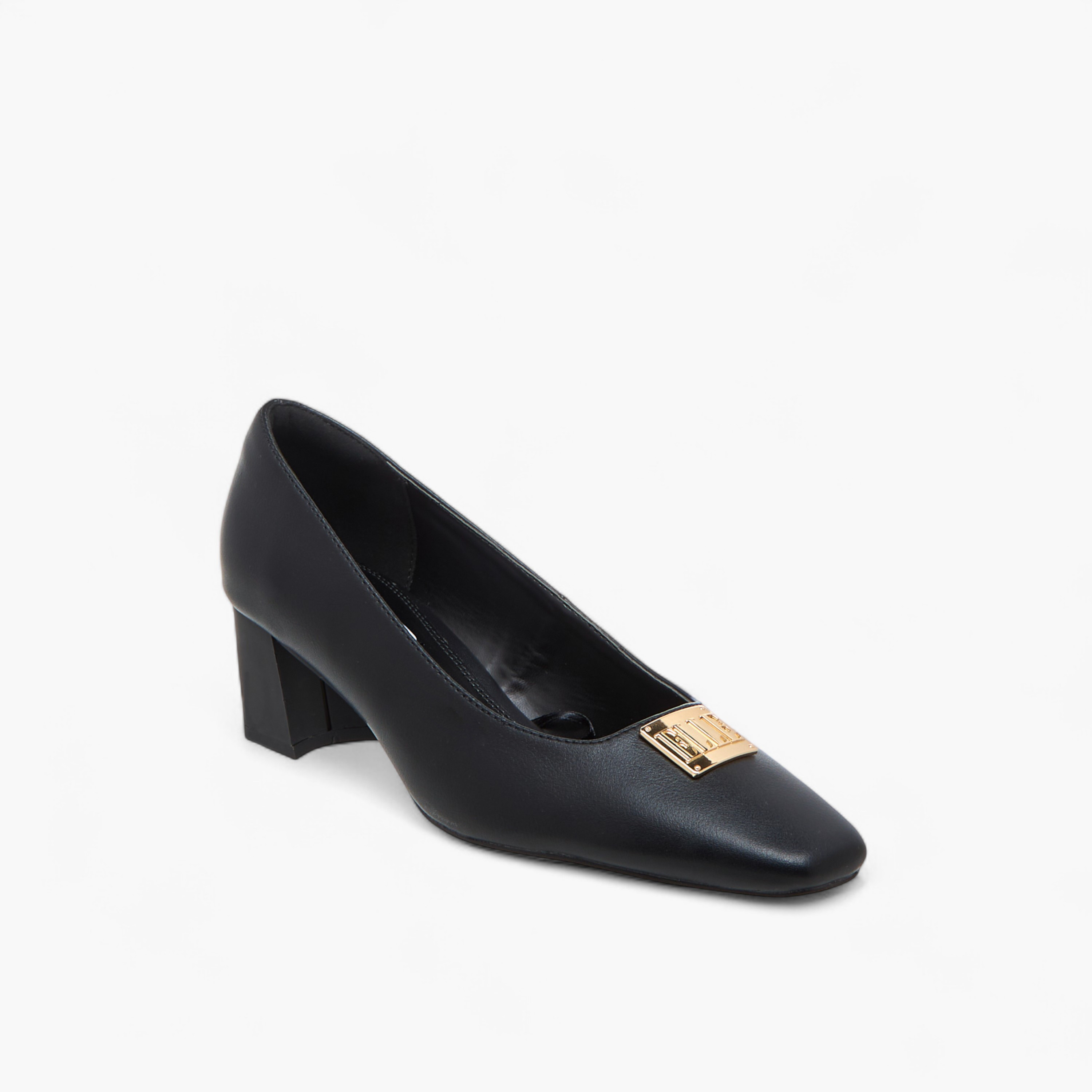 Elle Women's Logo Accent Slip-On Shoes with Block Heels - J00391-011-women-shoes-sandals-heeled-image-2