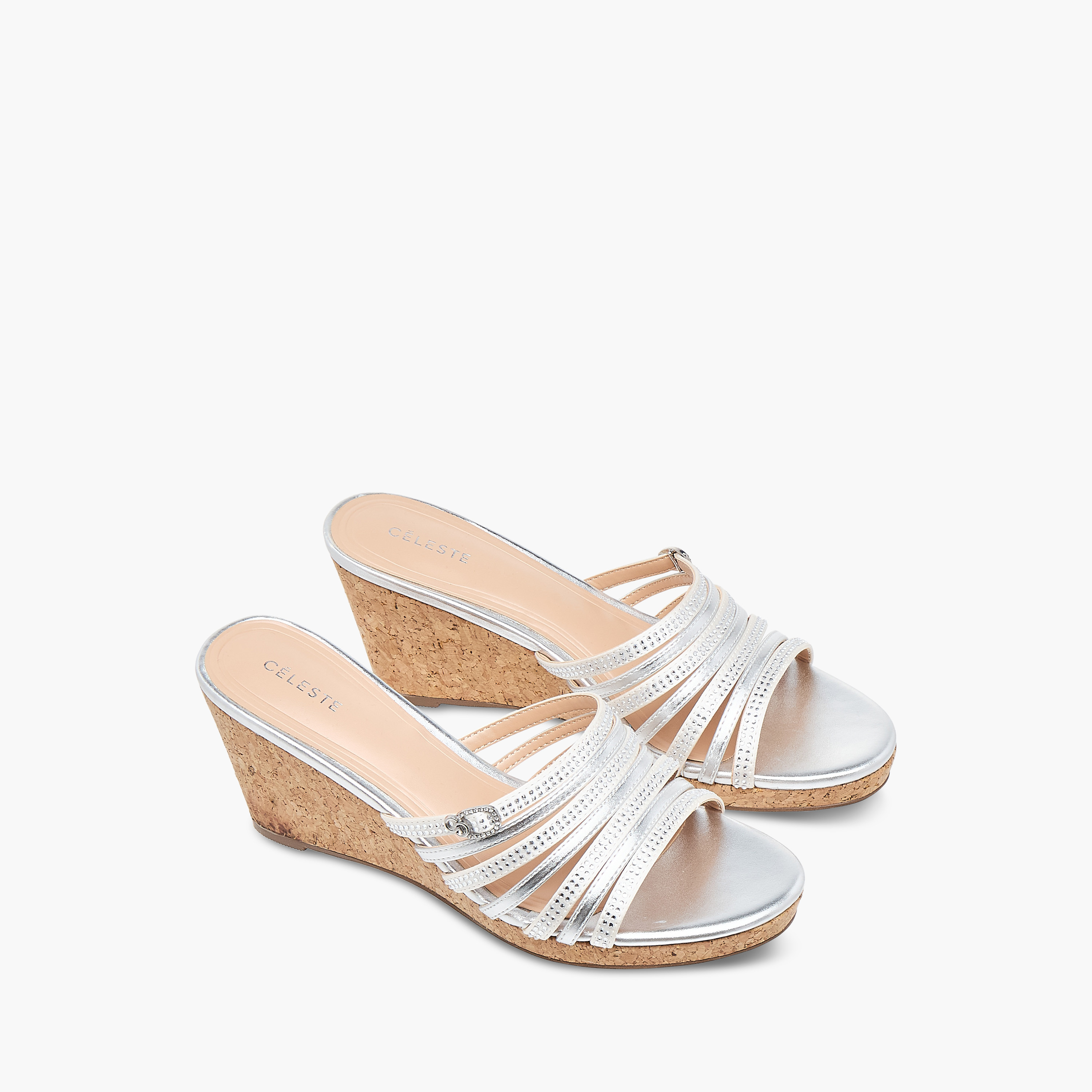 Celeste Women's Diamante Wedge Sandals with Slip On Closure-women-shoes-sandals-heeled-image-1