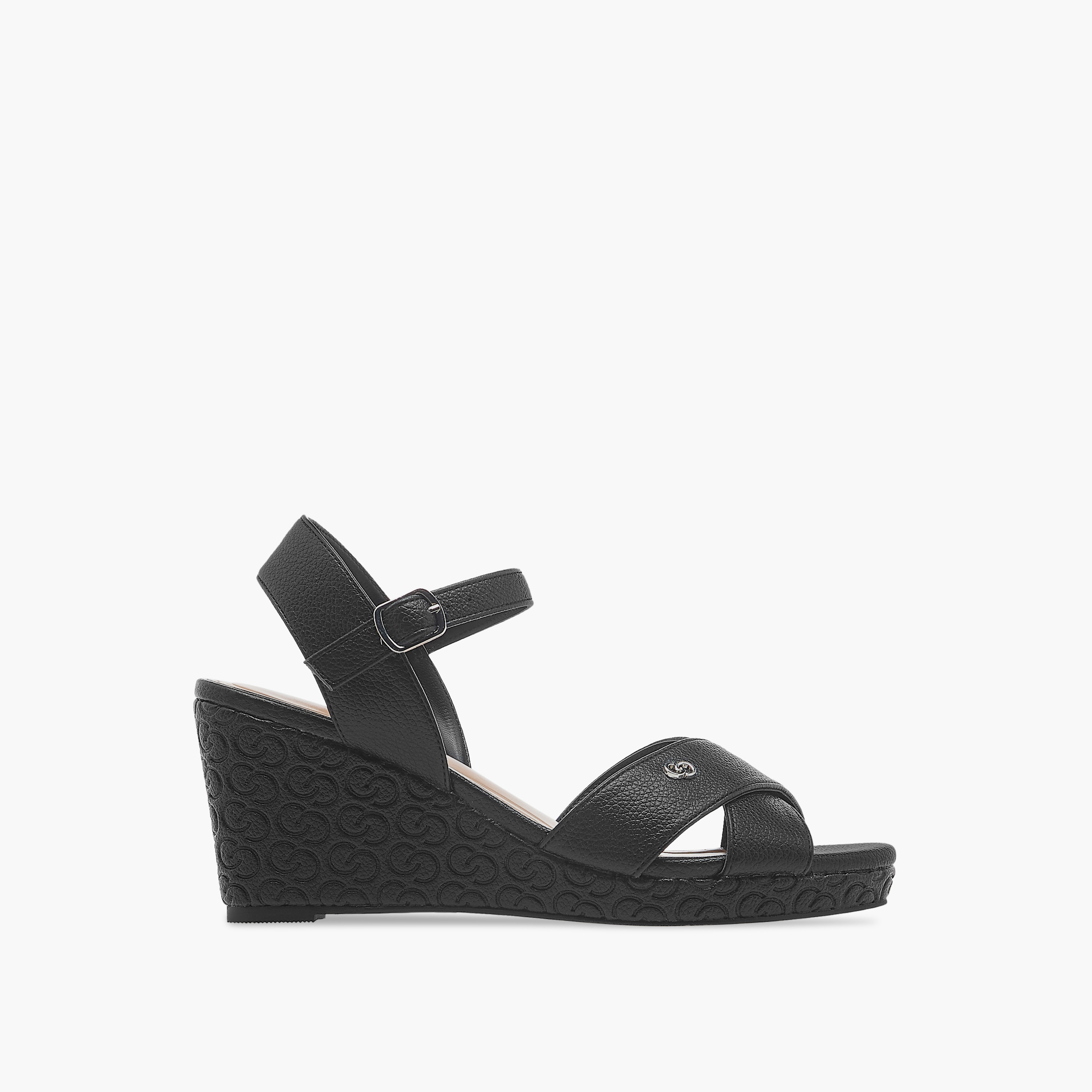 صندل بكعب ويدج وتفاصيل مونوجرام وإبزيم إغلاق للنساء من سيليست - J00412-022-women-shoes-sandals-heeled-image-7