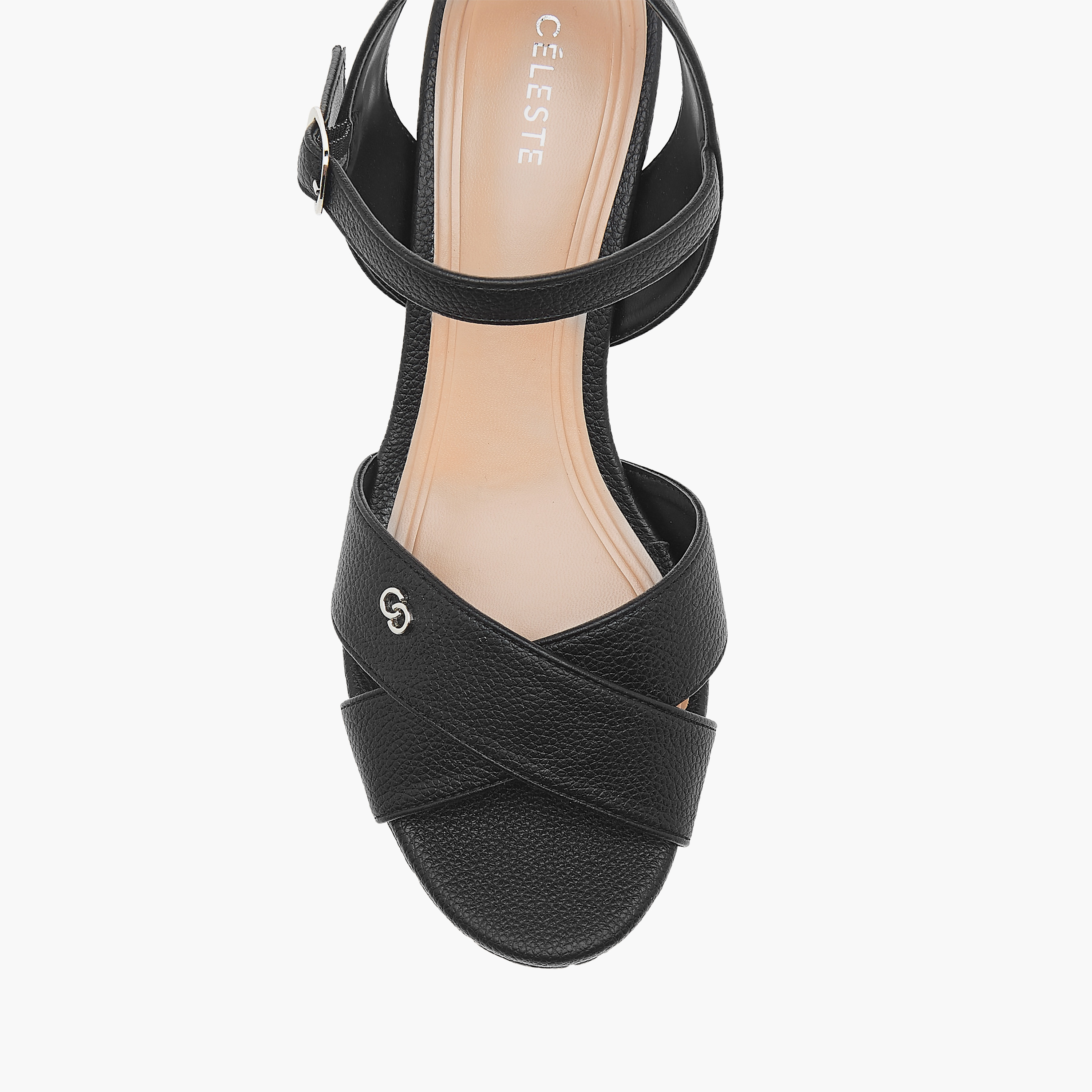 صندل بكعب ويدج وتفاصيل مونوجرام وإبزيم إغلاق للنساء من سيليست - J00412-022-women-shoes-sandals-heeled-image-8