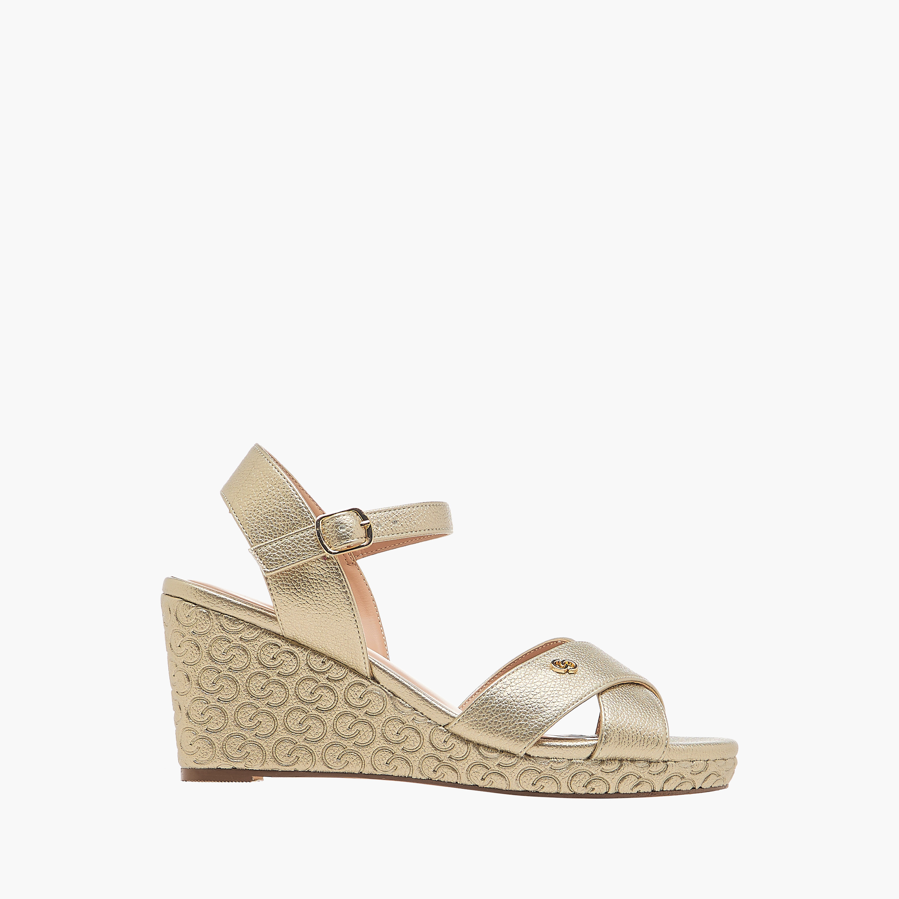 صندل بكعب ويدج وتفاصيل مونوجرام وإبزيم إغلاق للنساء من سيليست - J00412-022-women-shoes-sandals-heeled-image-3