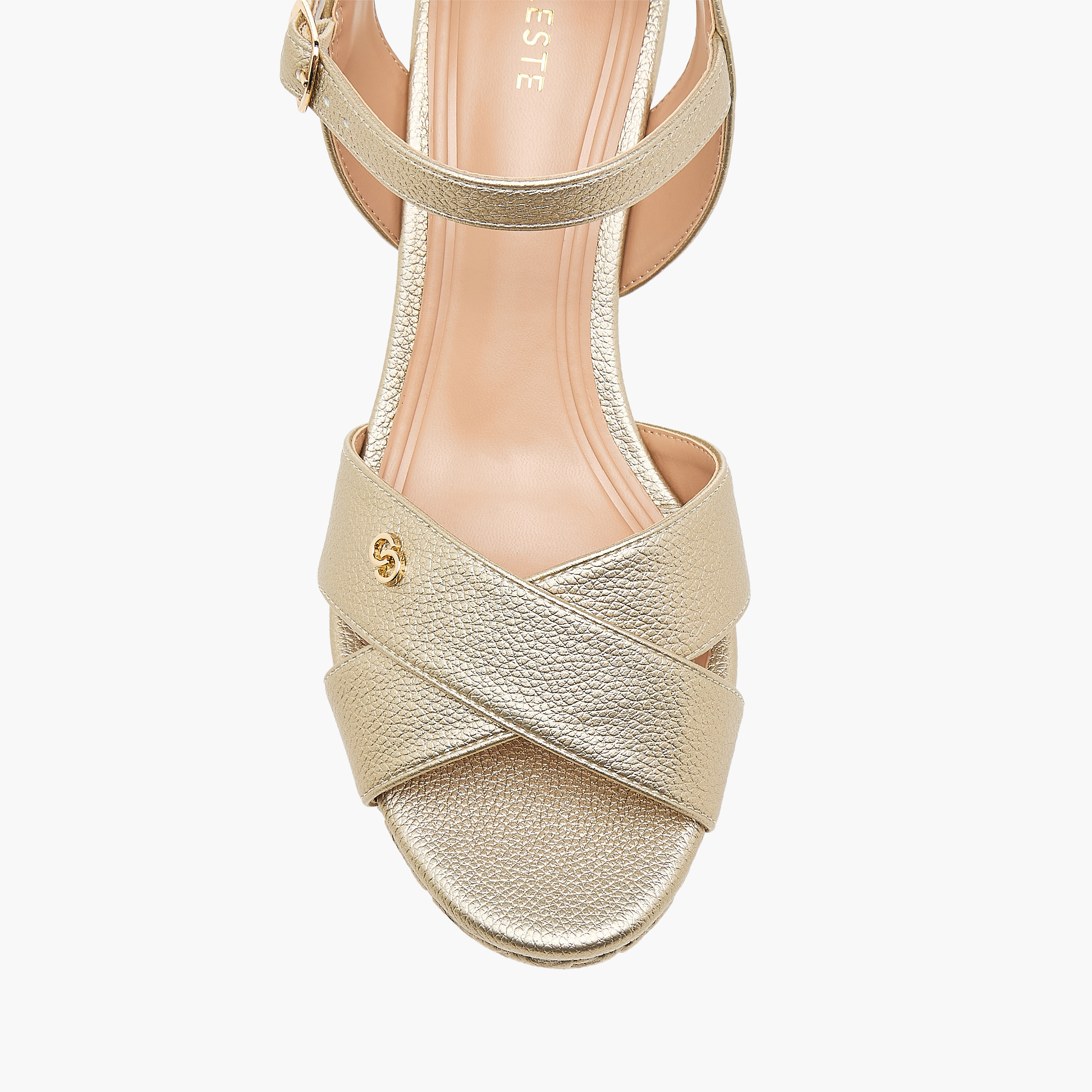 صندل بكعب ويدج وتفاصيل مونوجرام وإبزيم إغلاق للنساء من سيليست - J00412-022-women-shoes-sandals-heeled-image-4