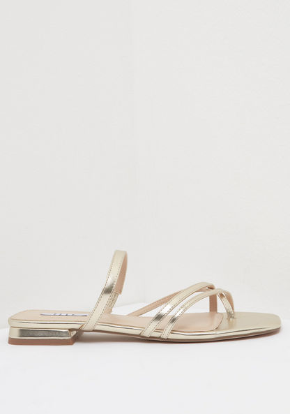ELLE Textured Slip-On Strap Sandals-Women%27s Flat Sandals-image-0