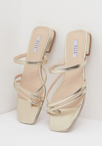 ELLE Textured Slip-On Strap Sandals-Women%27s Flat Sandals-image-3