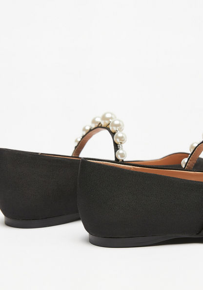 Celeste Women's Pearl Embellished Slip-On Square Toe Ballerina Shoes-Women%27s Ballerinas-image-3