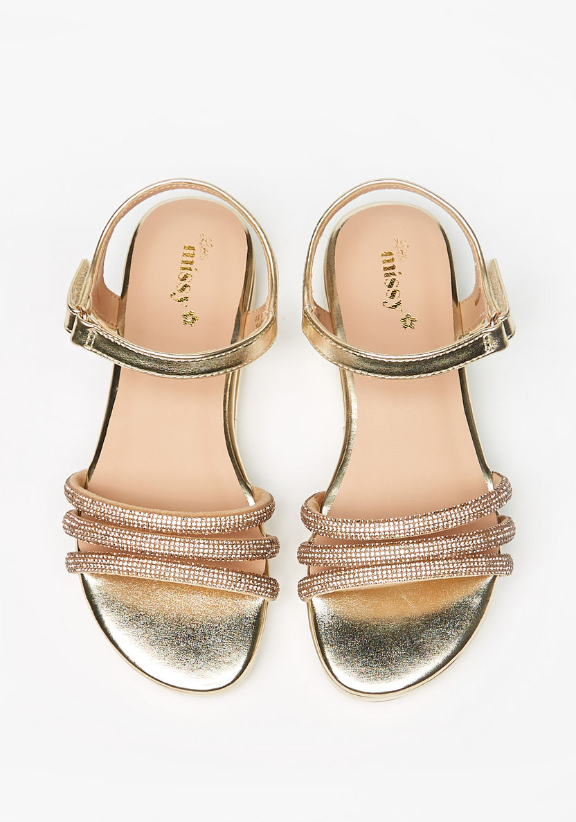 Little Missy Embellished Flatform Sandals with Hook and Loop Closure-Girl%27s Sandals-image-0