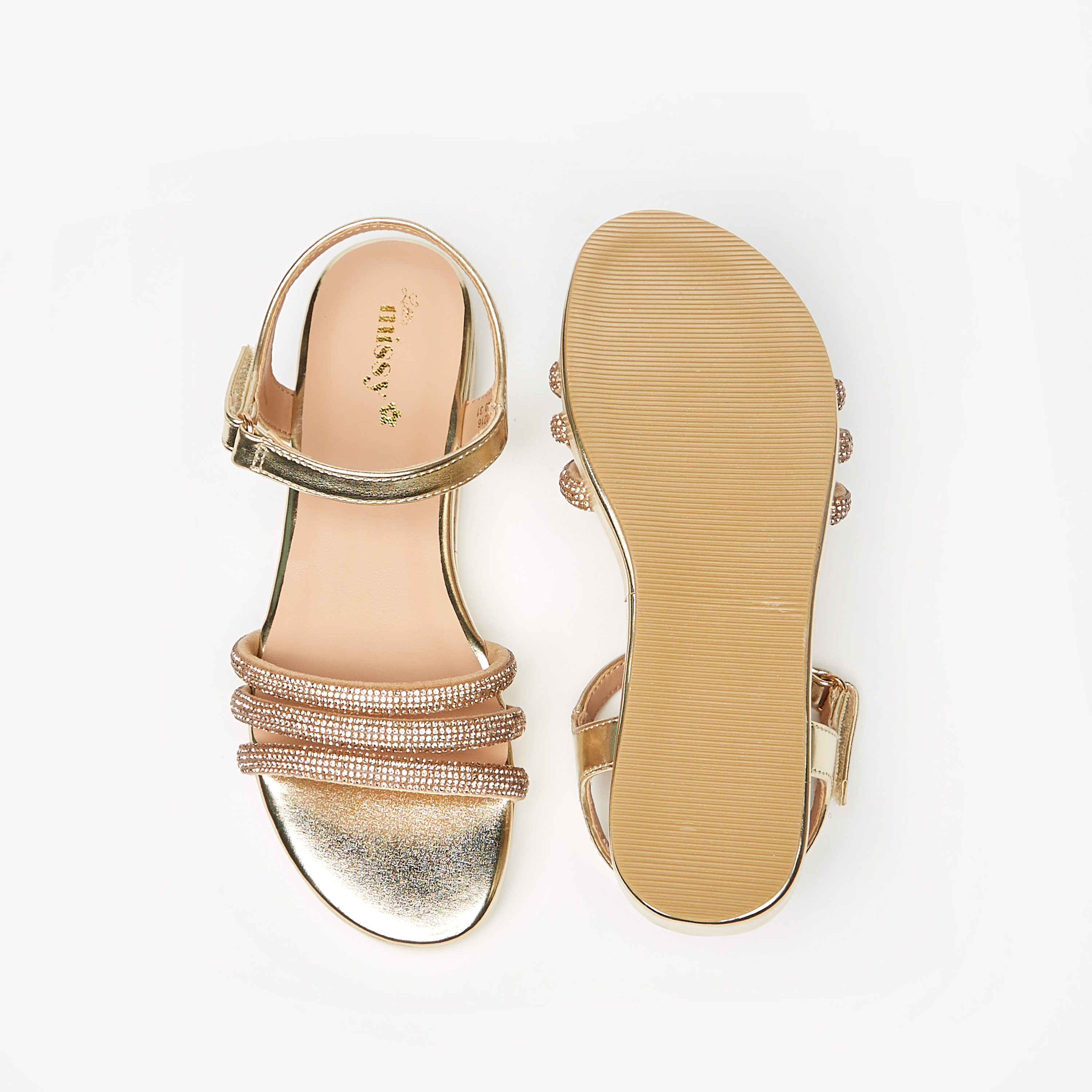 صندل فلاتفورم مزيّن بشريط إغلاق لاصق من ليتل ميسي-girls-shoes-sandals-image-5