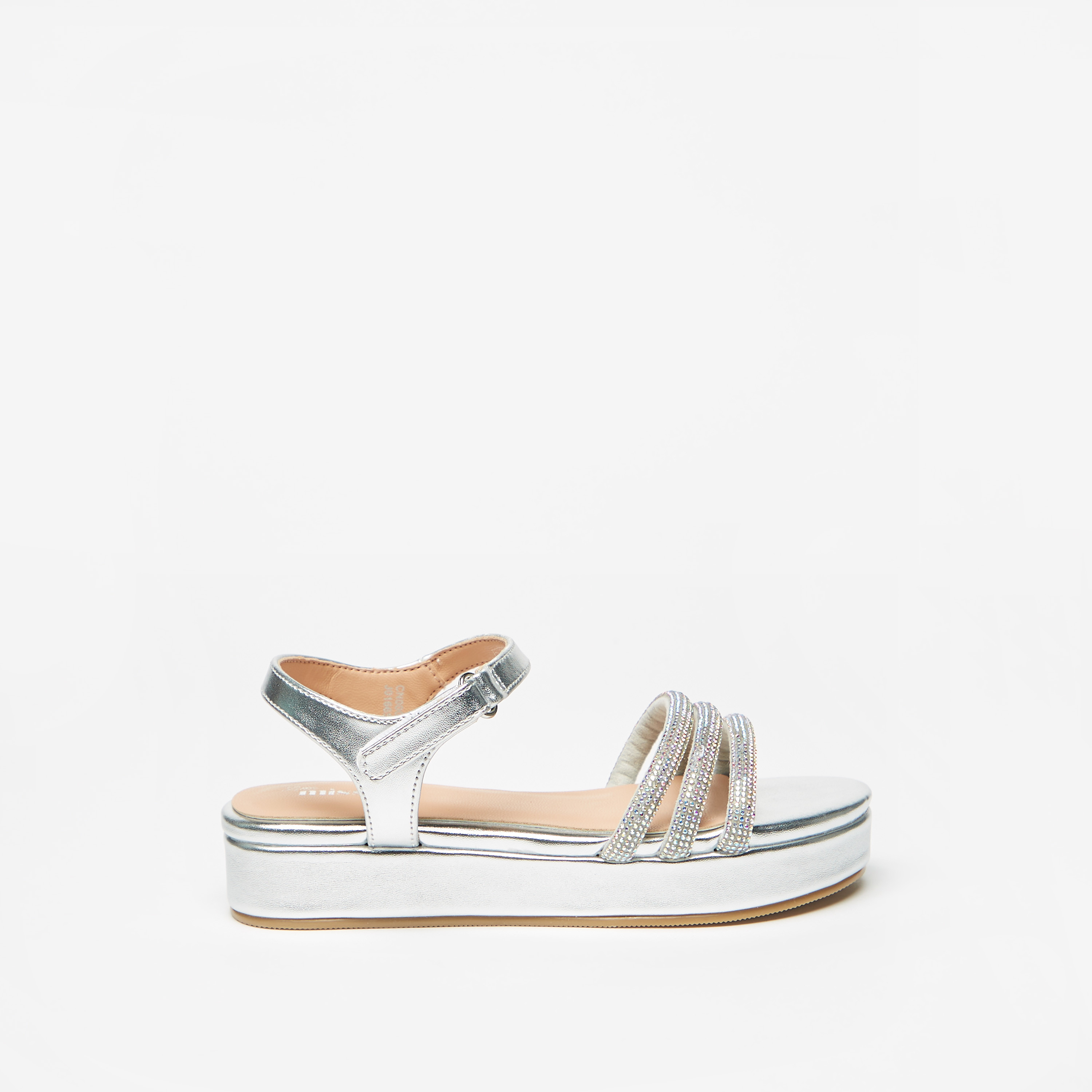 Buy Little Missy Embellished Flatform Sandals with Hook and Loop