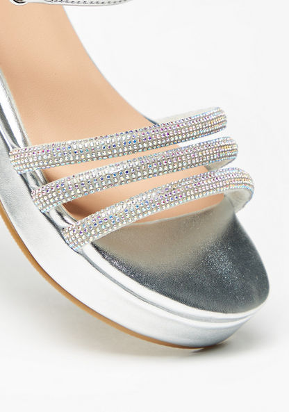 Little Missy Embellished Flatform Sandals with Hook and Loop Closure-Girl%27s Sandals-image-3