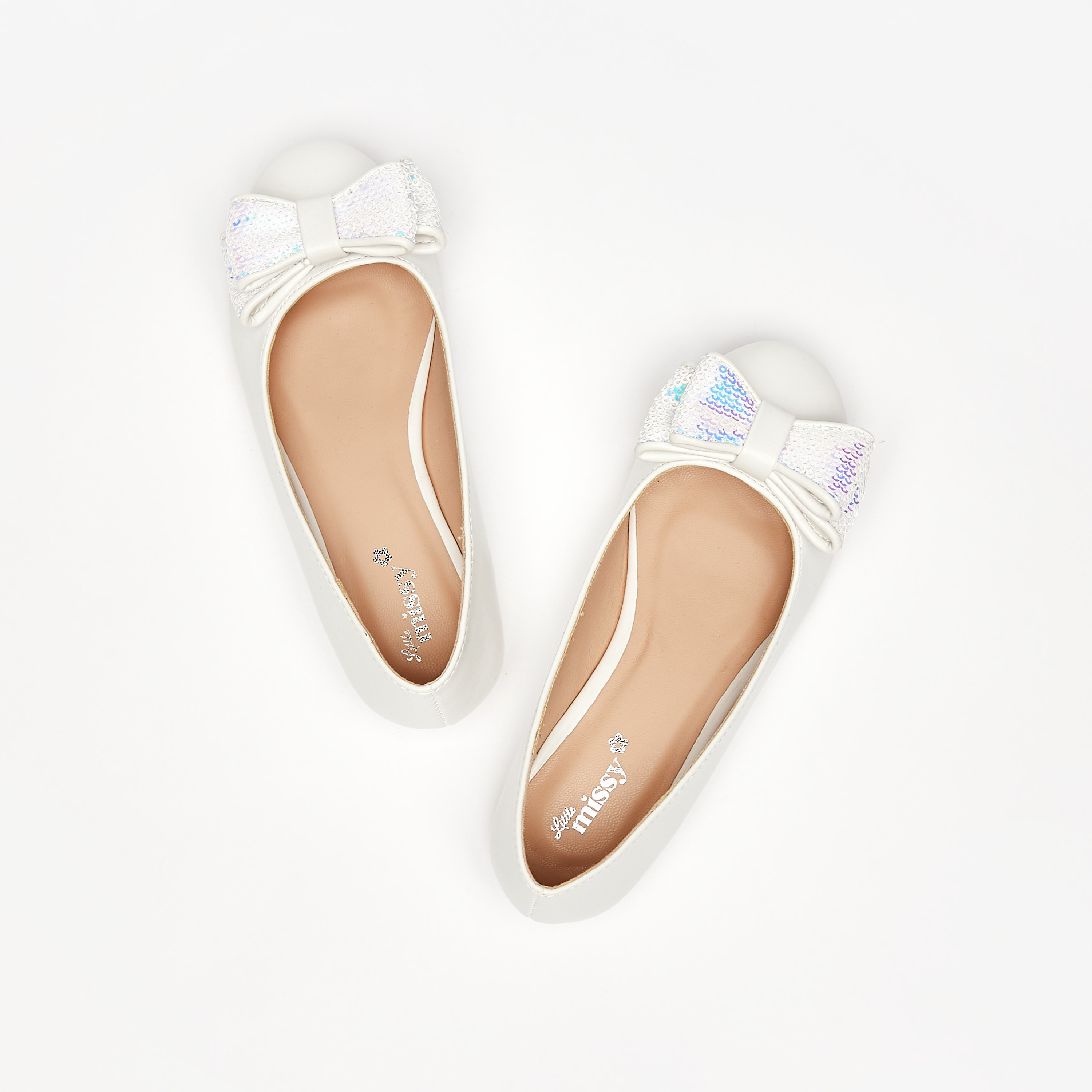 حذاء باليرينا بمقدّمة مستديرة وفيونكة وزيّنة ترتر من ليتل ميسي-girls-shoes-ballerinas-image-2