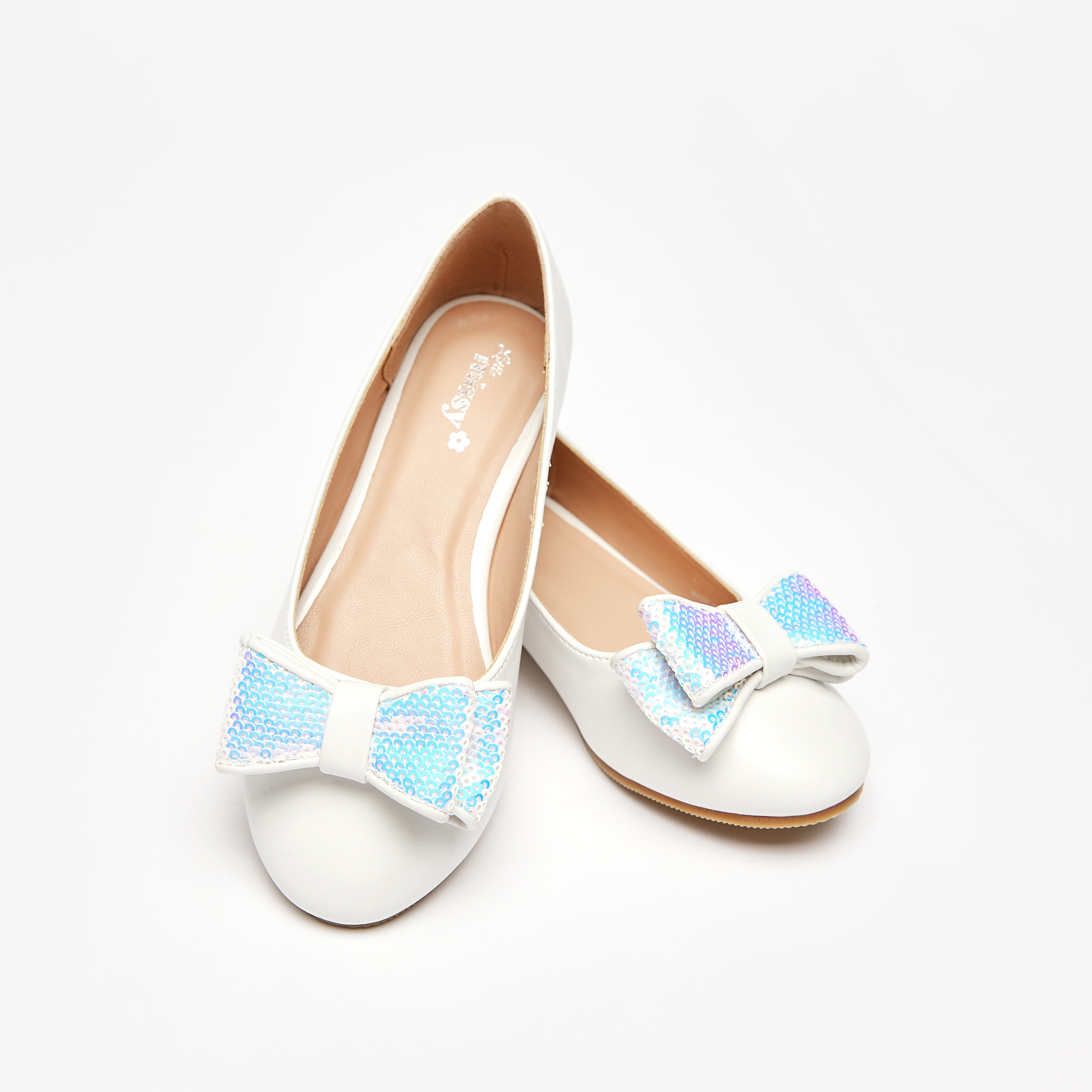 حذاء باليرينا بمقدّمة مستديرة وفيونكة وزيّنة ترتر من ليتل ميسي-girls-shoes-ballerinas-image-4