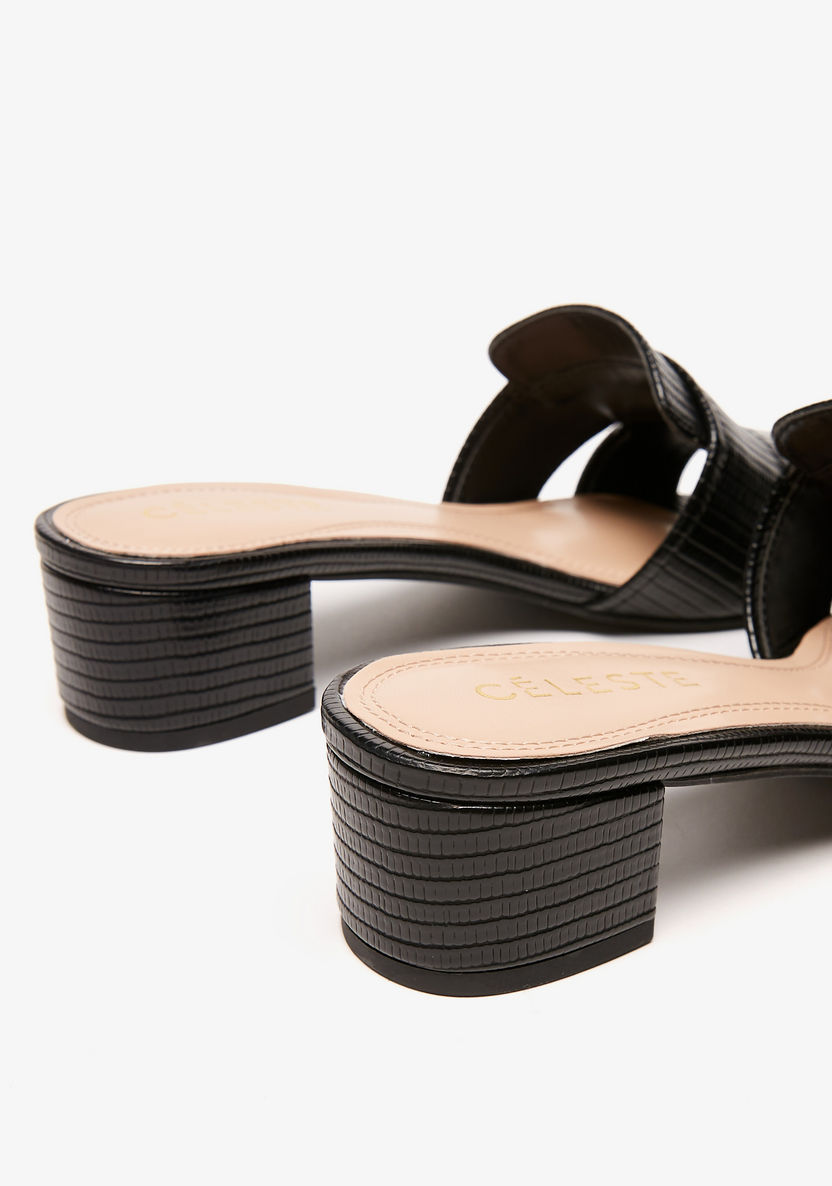 Celeste Women's Textured Slip-On Sandals with Block Heels-Women%27s Heel Sandals-image-2