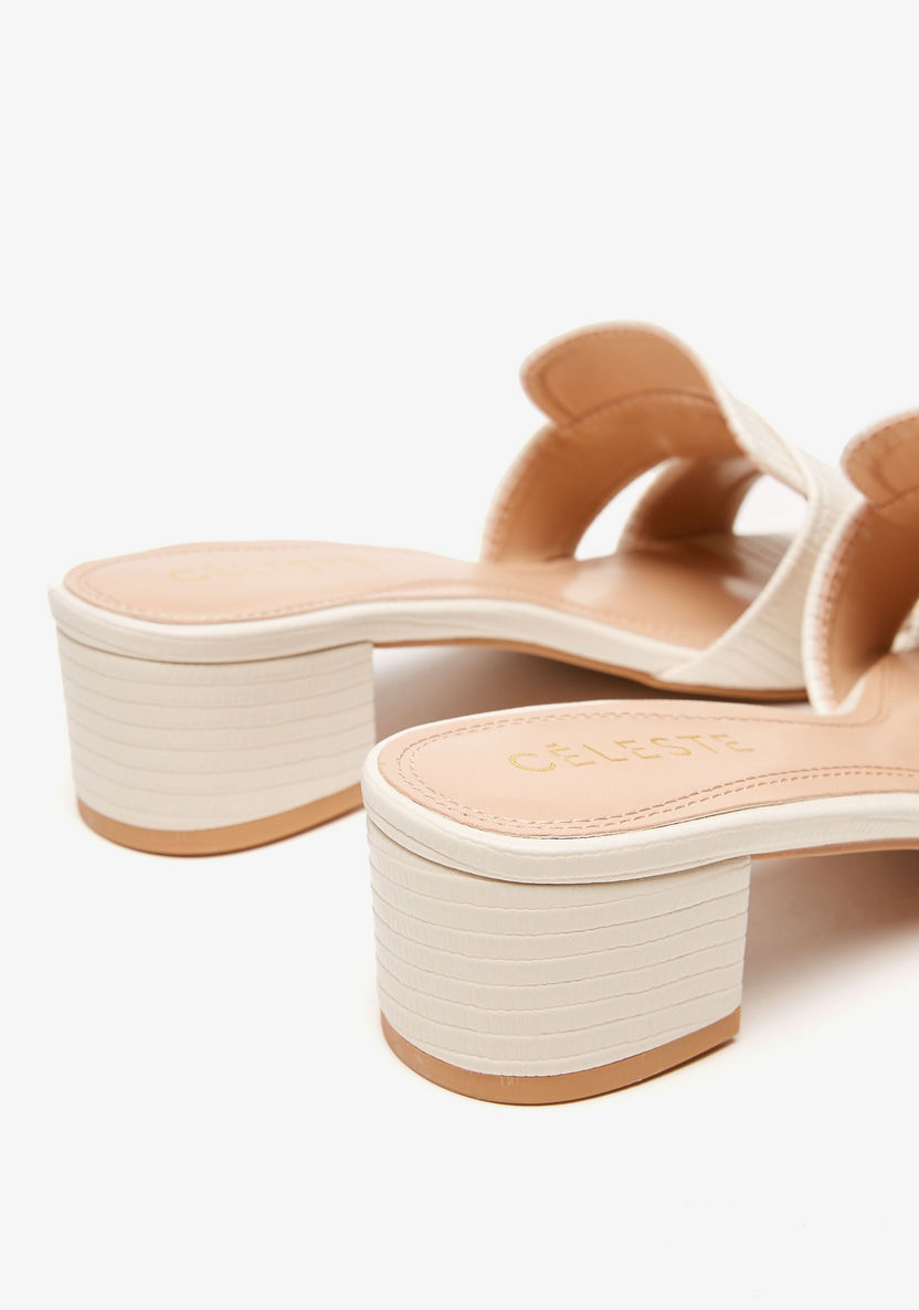 Celeste Women's Textured Slip-On Sandals with Block Heels-Women%27s Heel Sandals-image-2