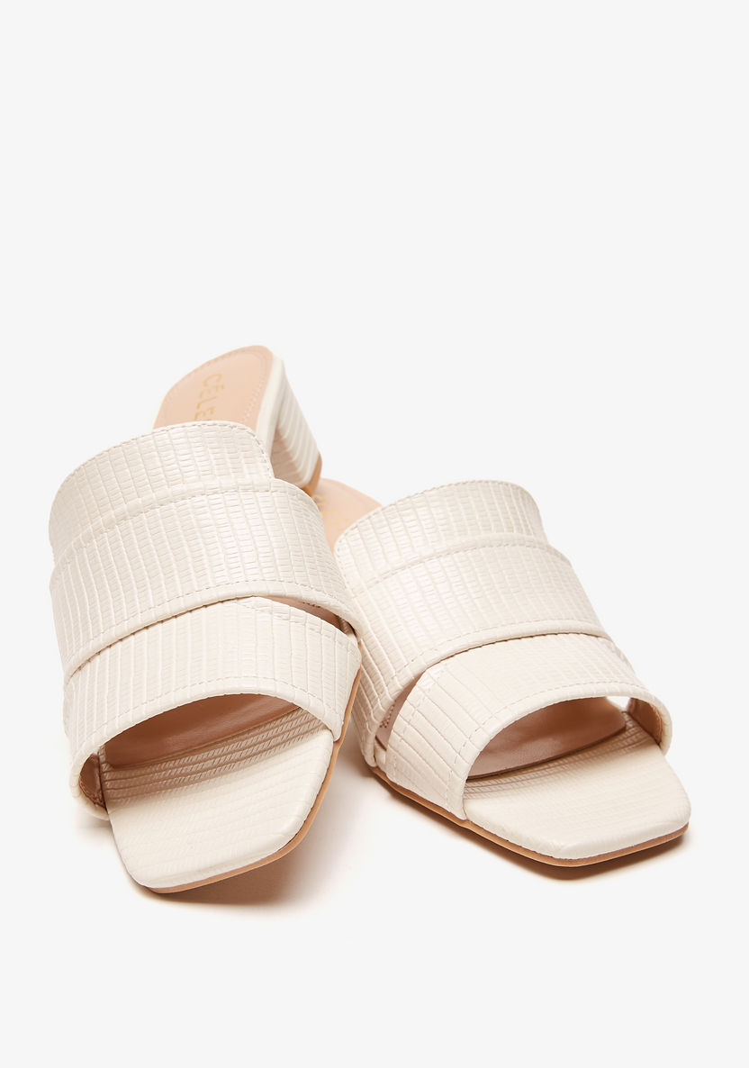 Celeste Women's Textured Slip-On Sandals with Block Heels-Women%27s Heel Sandals-image-3