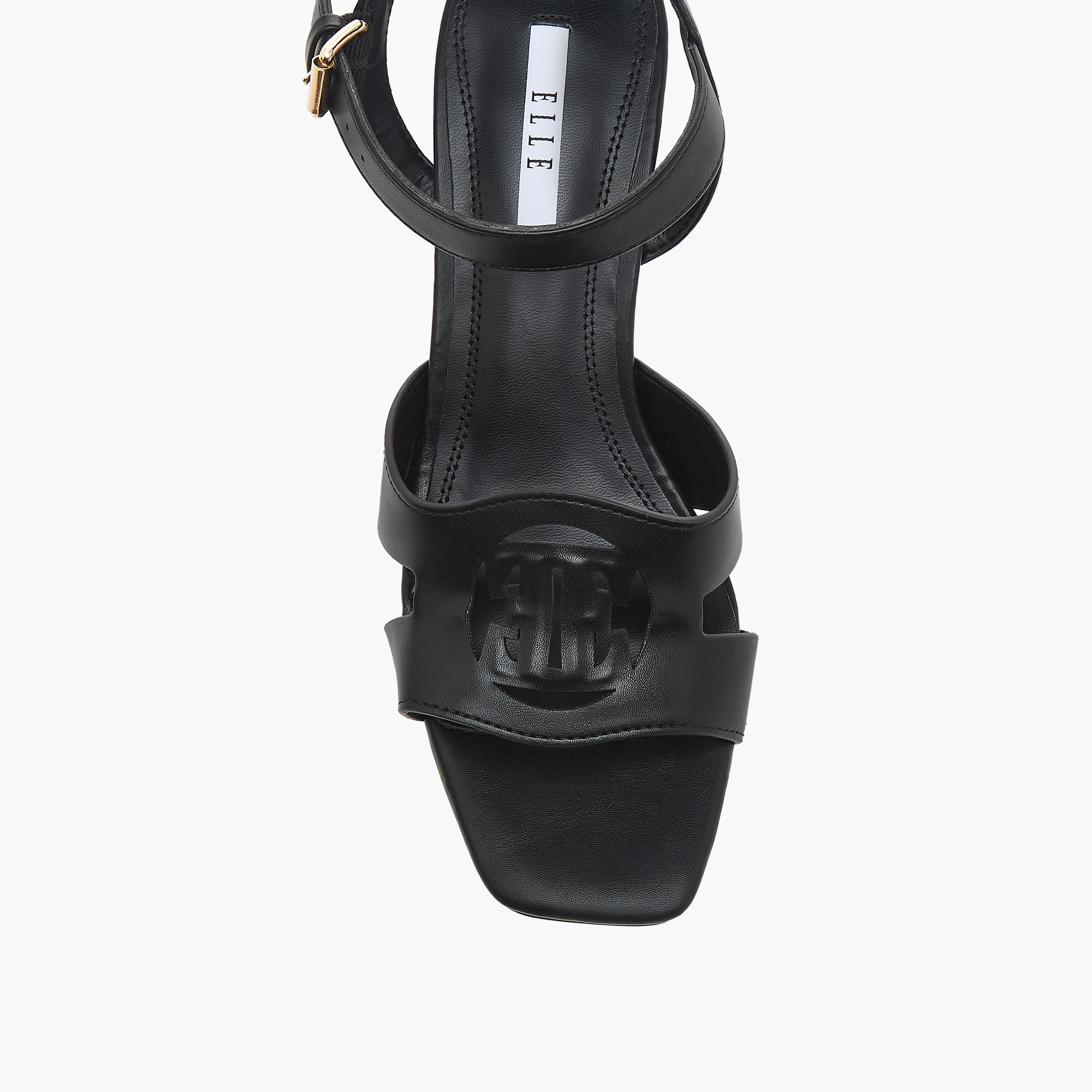 Elle Women's Logo Detail Sandals with Buckle Closure and Block Heels-women-shoes-sandals-heeled-image-4