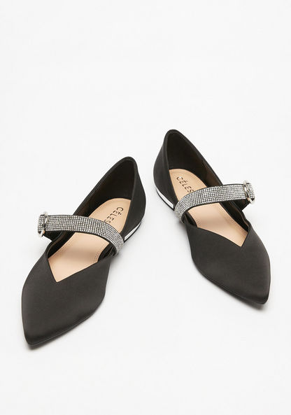 Celeste Embellished Point Toe Mary Jane Shoes with Buckle Detail