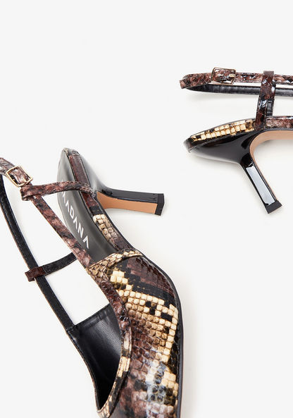 Haadana Animal Textured Slingback Heels with Buckle Closure-Women%27s Heel Shoes-image-3