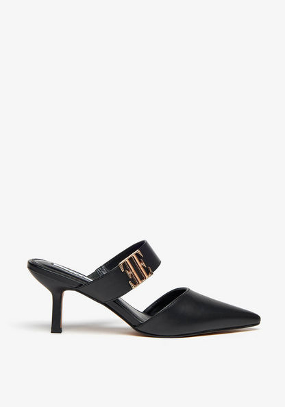 Elle Women's Slip-On Mules with Stiletto Heels and Metallic Detail-Women%27s Heel Shoes-image-1