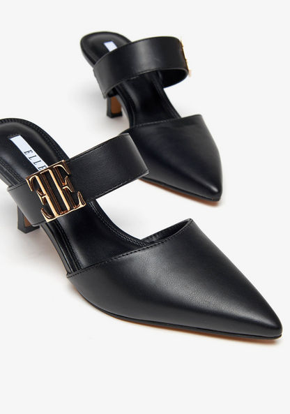 Elle Women's Slip-On Mules with Stiletto Heels and Metallic Detail-Women%27s Heel Shoes-image-3