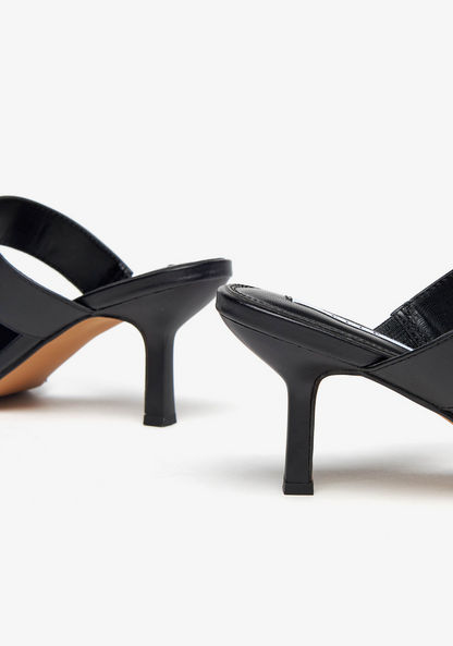 Elle Women's Slip-On Mules with Stiletto Heels and Metallic Detail-Women%27s Heel Shoes-image-5