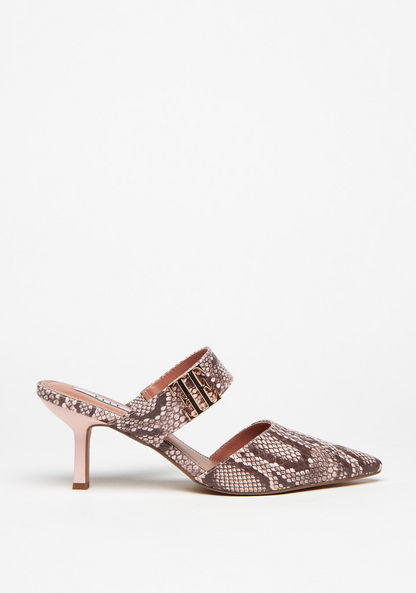 Elle Women's Slip-On Mules with Stiletto Heels and Metallic Detail