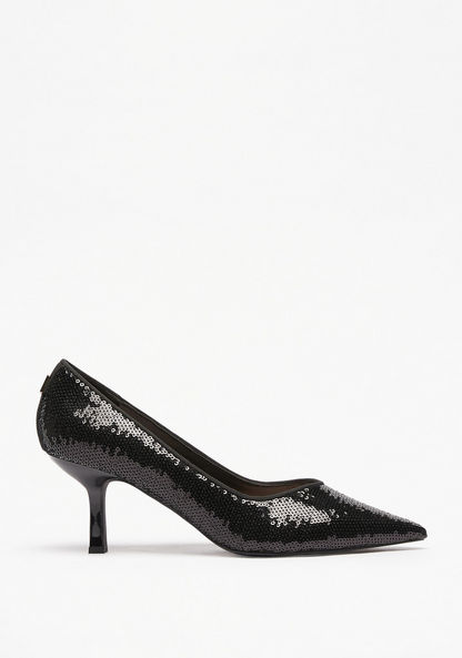 Elle Women's Embellished Slip-On Pumps with Kitten Heels-Women%27s Heel Shoes-image-1