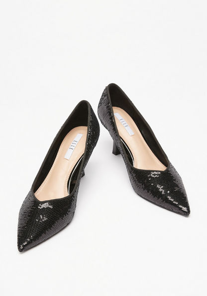 Elle Women's Embellished Slip-On Pumps with Kitten Heels-Women%27s Heel Shoes-image-2