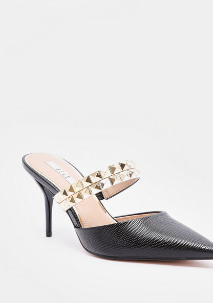 ELLE Women's Embellished Slip-On Mules with Stiletto Heels-Women%27s Heel Shoes-image-1