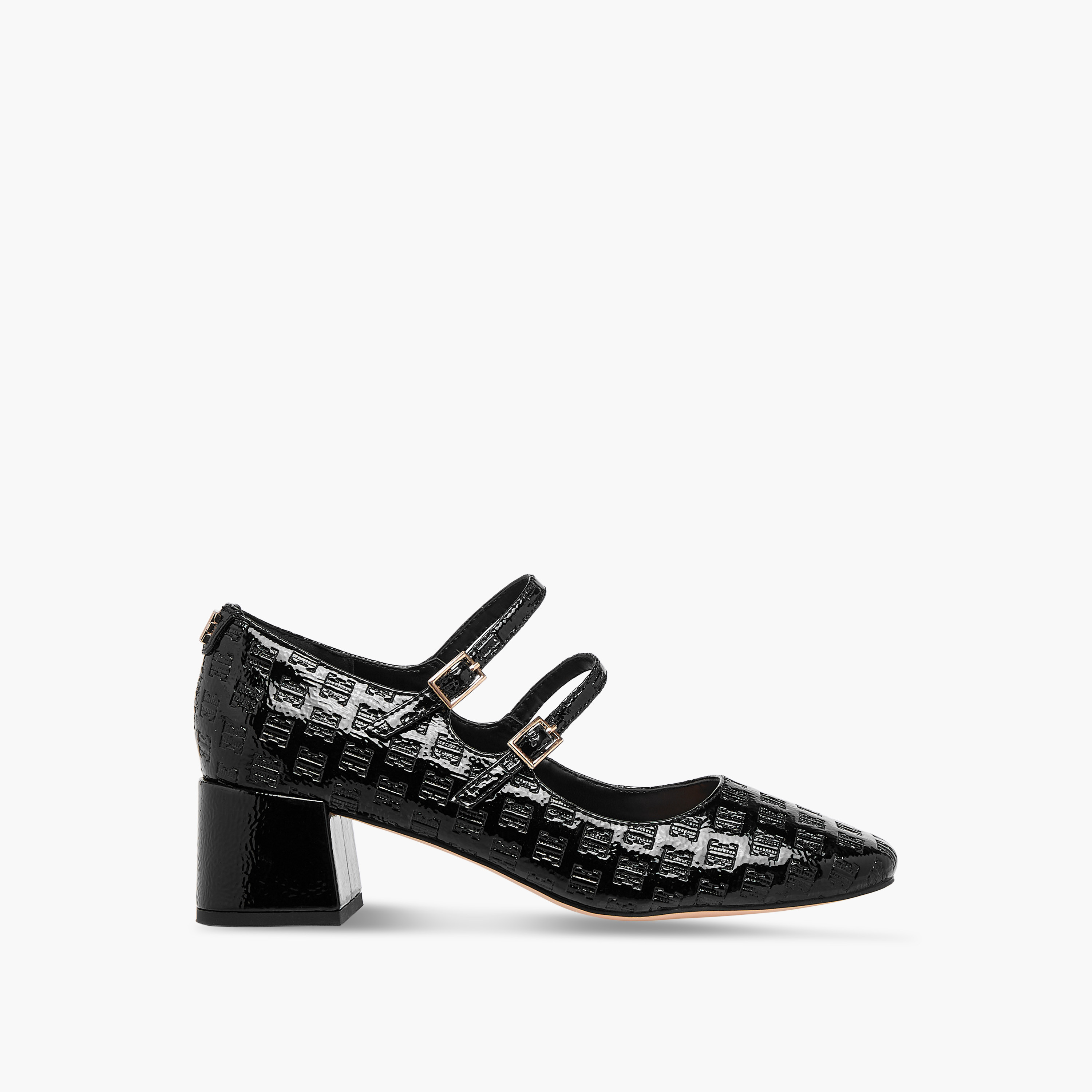 حذاء بنقوش شعار وكعب سميك وإغلاق إبزيم مزدوج للنساء من إيل-women-shoes-heels-image-3