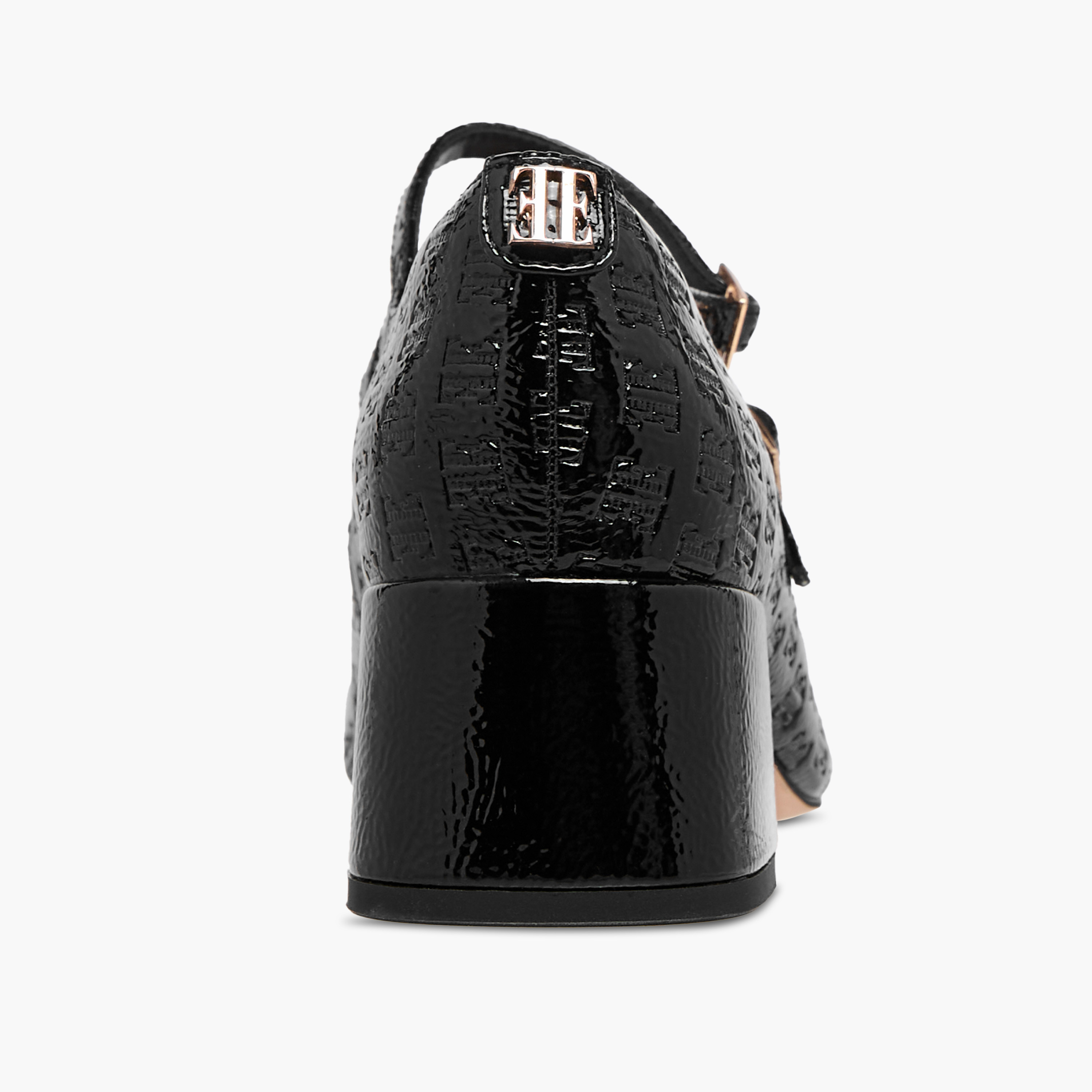 حذاء بنقوش شعار وكعب سميك وإغلاق إبزيم مزدوج للنساء من إيل-women-shoes-heels-image-5