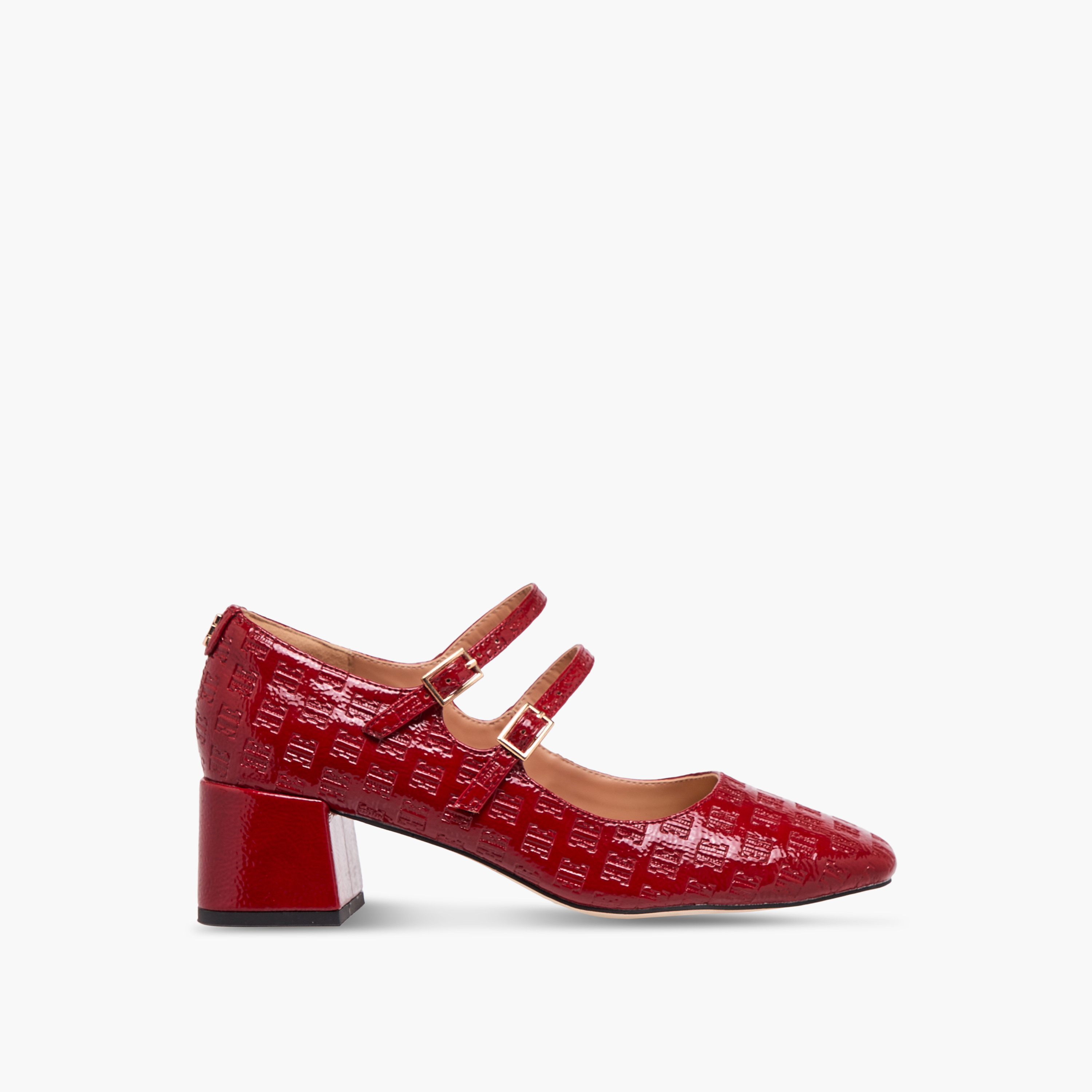حذاء بنقوش شعار وكعب سميك وإغلاق إبزيم مزدوج للنساء من إيل-women-shoes-heels-image-3