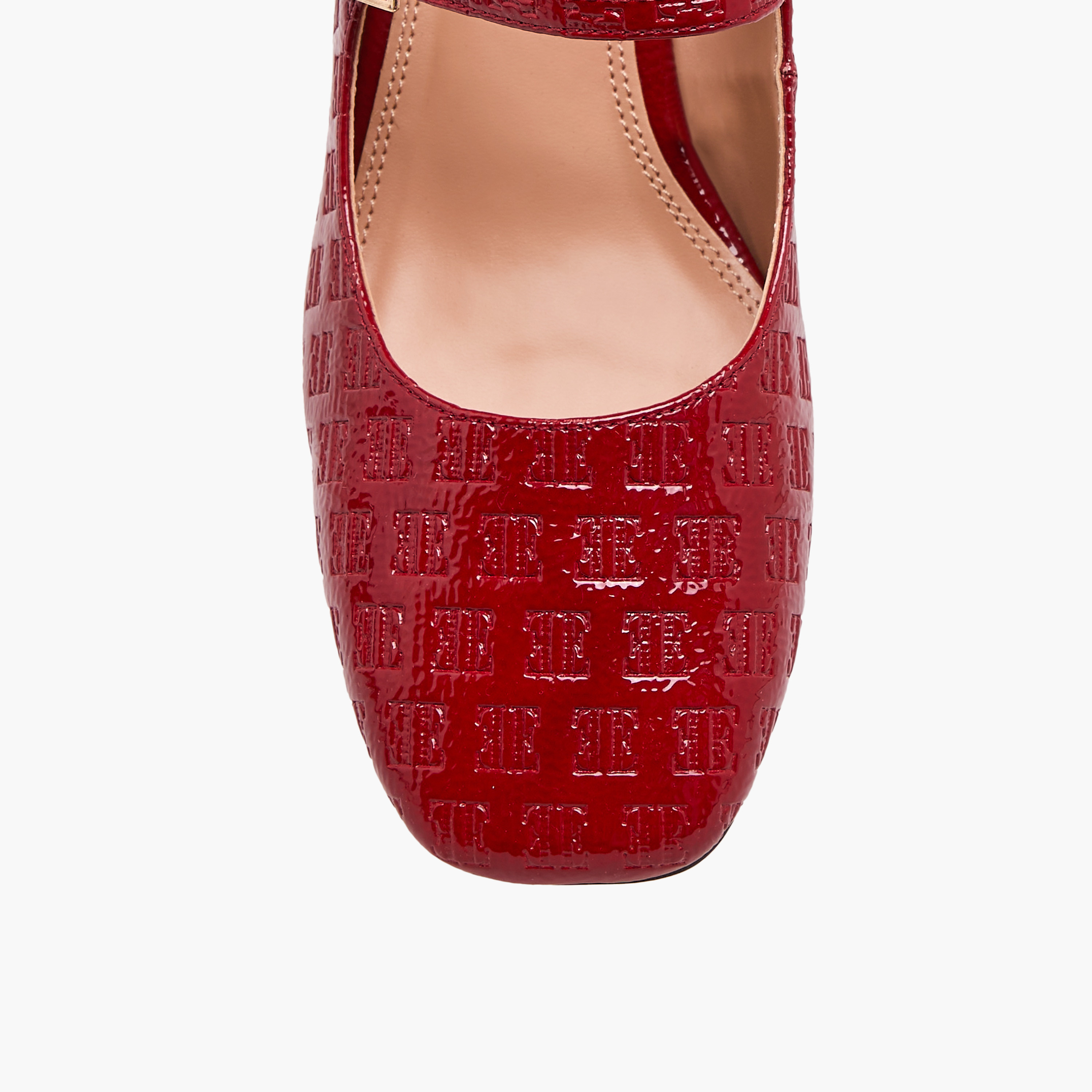 حذاء بنقوش شعار وكعب سميك وإغلاق إبزيم مزدوج للنساء من إيل-women-shoes-heels-image-4