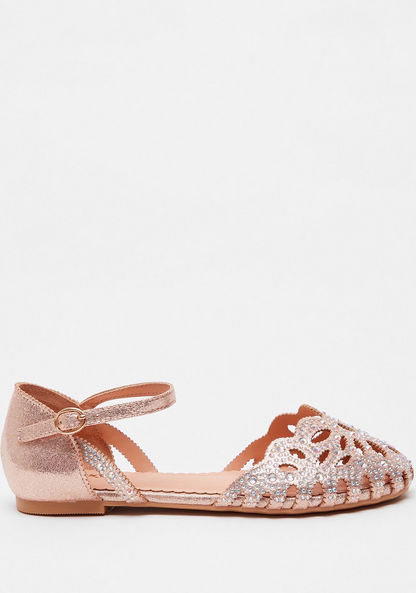 Embellished D'Orsay Shoes with Buckle Closure and Cut-Out Detail