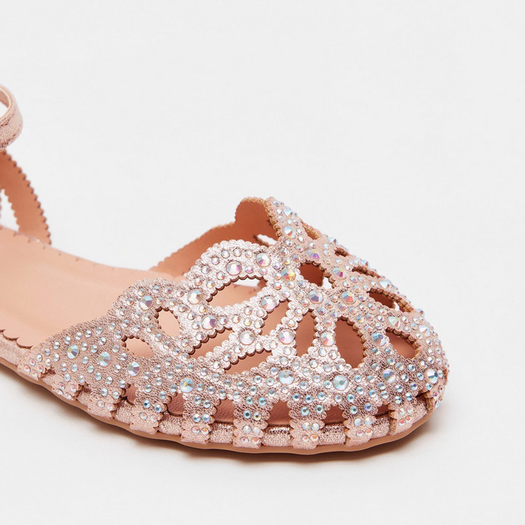 Embellished D'Orsay Shoes with Buckle Closure and Cut-Out Detail