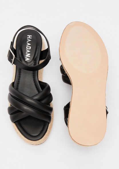 Haadana Solid Cross Strap Flatform Heel Sandals with Buckle Closure-Women%27s Heel Sandals-image-4
