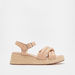 Haadana Solid Cross Strap Flatform Heel Sandals with Buckle Closure-Women%27s Heel Sandals-thumbnail-0