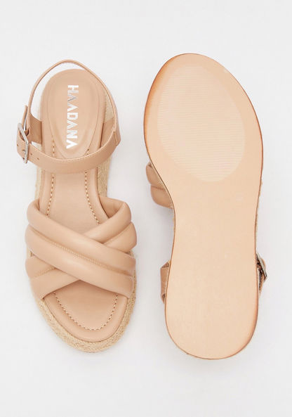 Haadana Solid Cross Strap Flatform Heel Sandals with Buckle Closure-Women%27s Heel Sandals-image-4
