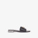 Elle Women's Striped Slip-On Slide Sandals with Embellished Metal Logo Trim-Women%27s Flat Sandals-thumbnailMobile-0