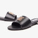 Elle Women's Striped Slip-On Slide Sandals with Embellished Metal Logo Trim-Women%27s Flat Sandals-thumbnail-5