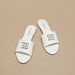 Elle Women's Striped Slip-On Slide Sandals with Embellished Metal Logo Trim-Women%27s Flat Sandals-thumbnail-2