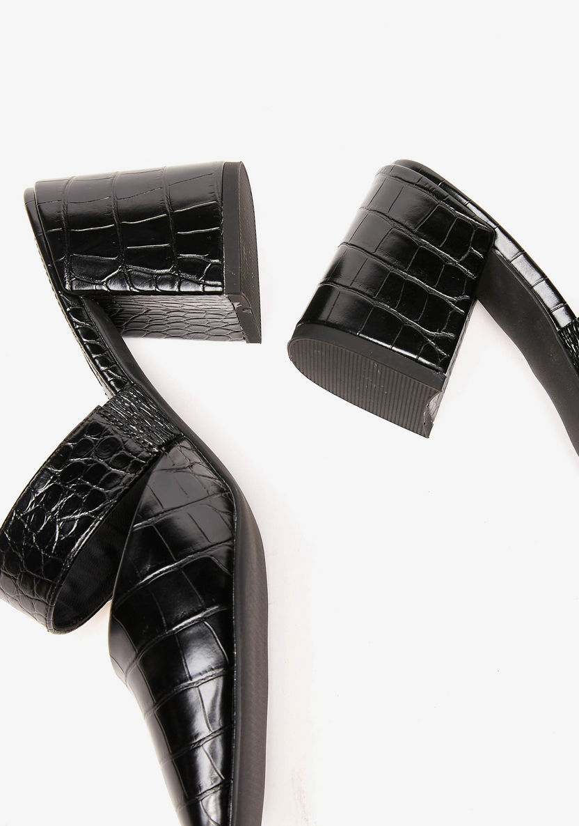 Elle Women's Textured Slip-On Shoes with Block Heels-Women%27s Heel Shoes-image-3
